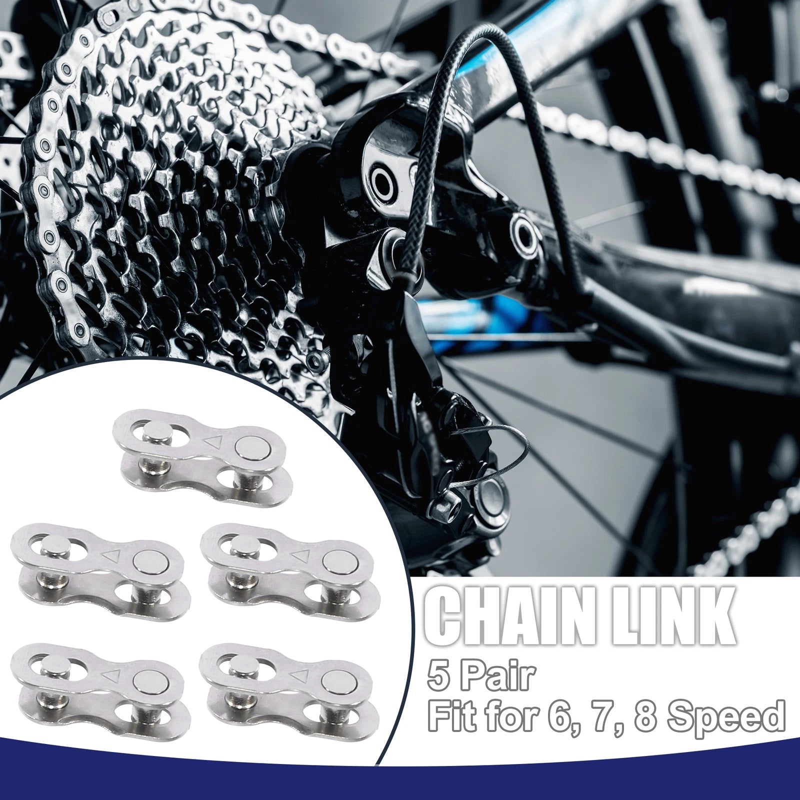 6 Speed Bicycle Reusable Chain Connectors for Universal 5 Pack (All)