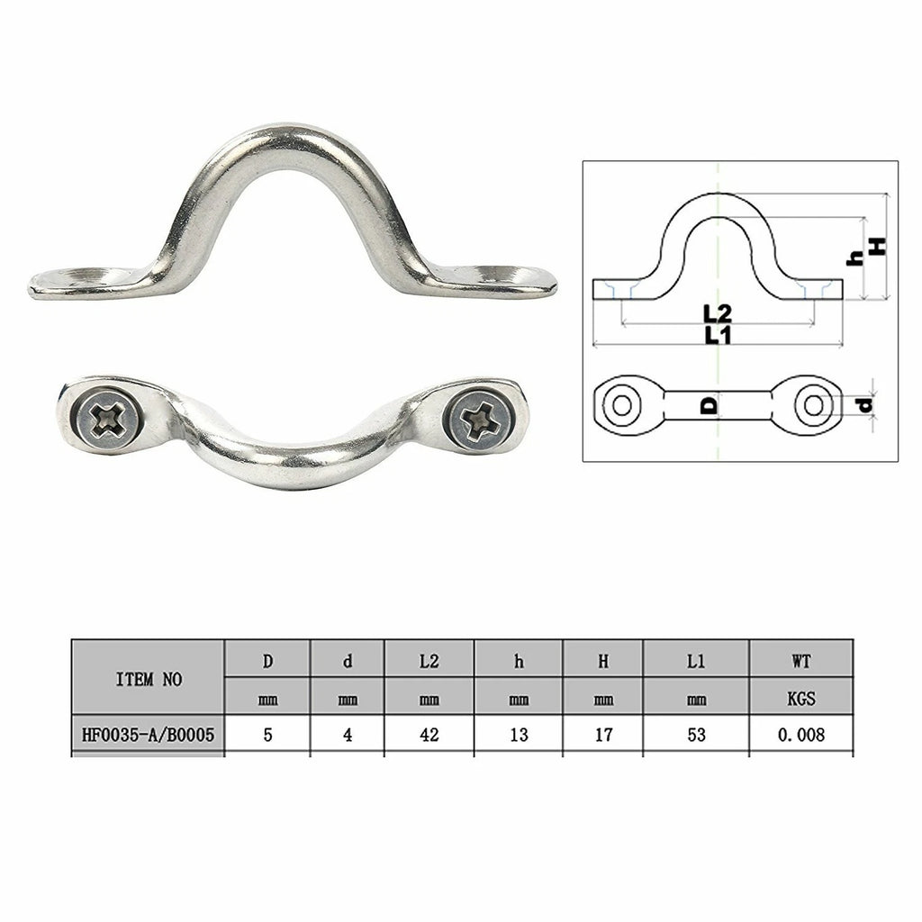 12 Pcs Stainless Steel Pad Eye Straps for Kayak Deck Loops
