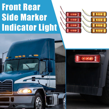 Trailer LED Sealed Waterproof 4" Lights Amber Red Set for Truck RV (Set of 8)