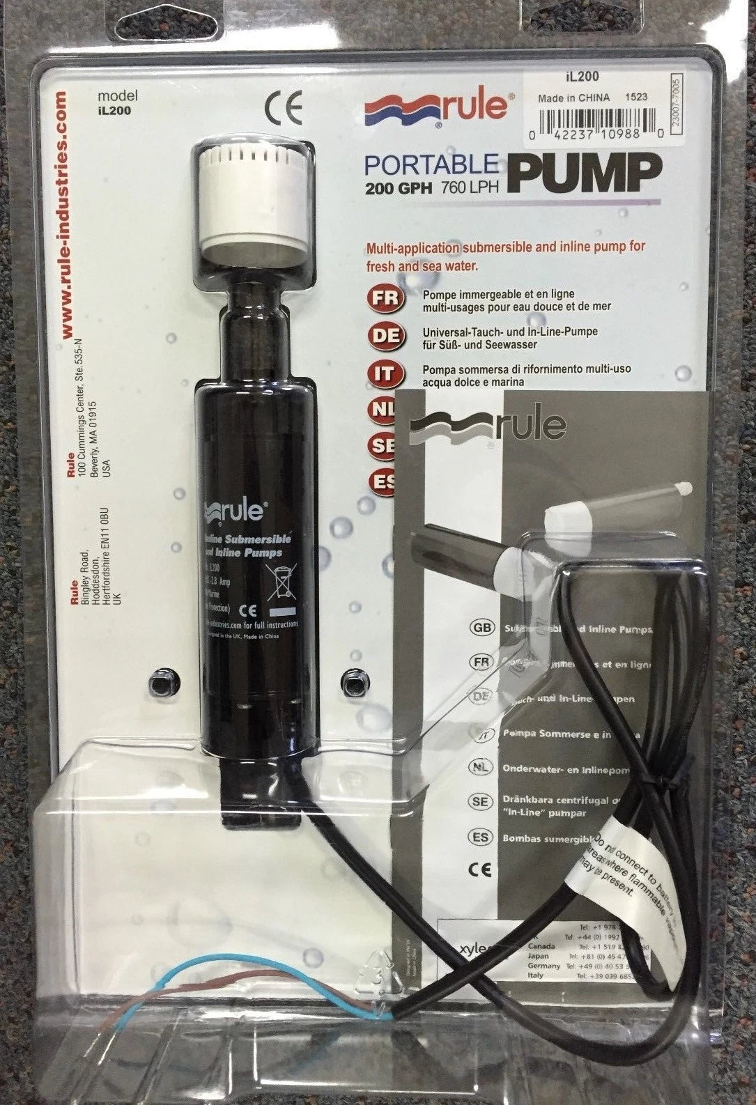 12V Inline Submersible Water Pump IL200 for Niagara