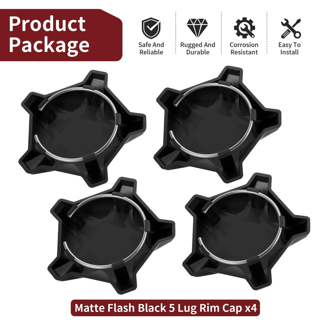 4X Matte Flash 5 Lug Rim Caps 1523842-744 for Polaris RZR Turbo R (2022–2024)