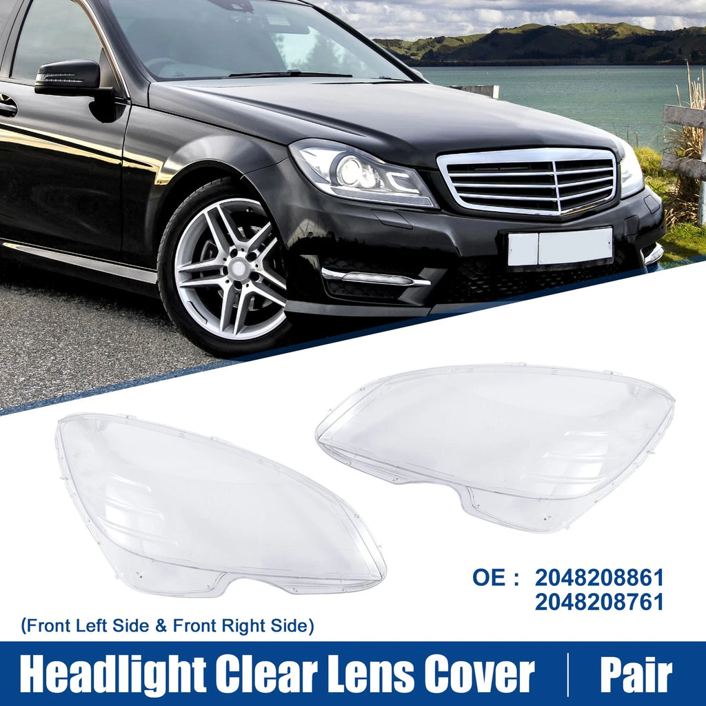 Headlight Clear Lens Cover Replacement for Mercedes Benz C-Class W204 (2007–2014)