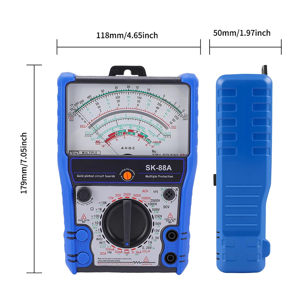 SK-88A Analog Multimeter with Low Voltage Detection and Diode Backlighting