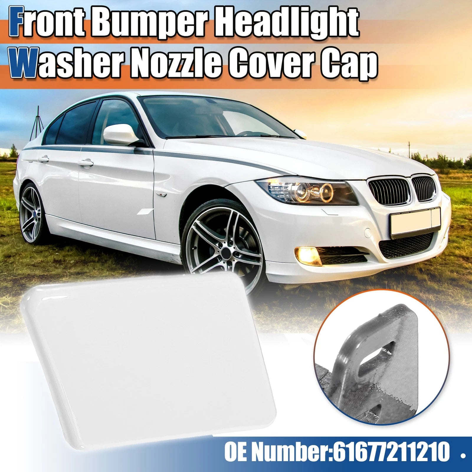 Front Right Bumper Washer Nozzle Cover Replacement for BMW 3 Series E90 E91 (2005–2013)