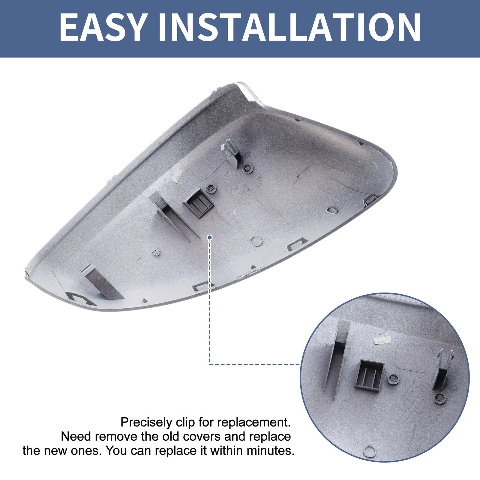 Rearview Mirror Cover Cap Left Driver Side White for Citroen C3 (2016–2023)