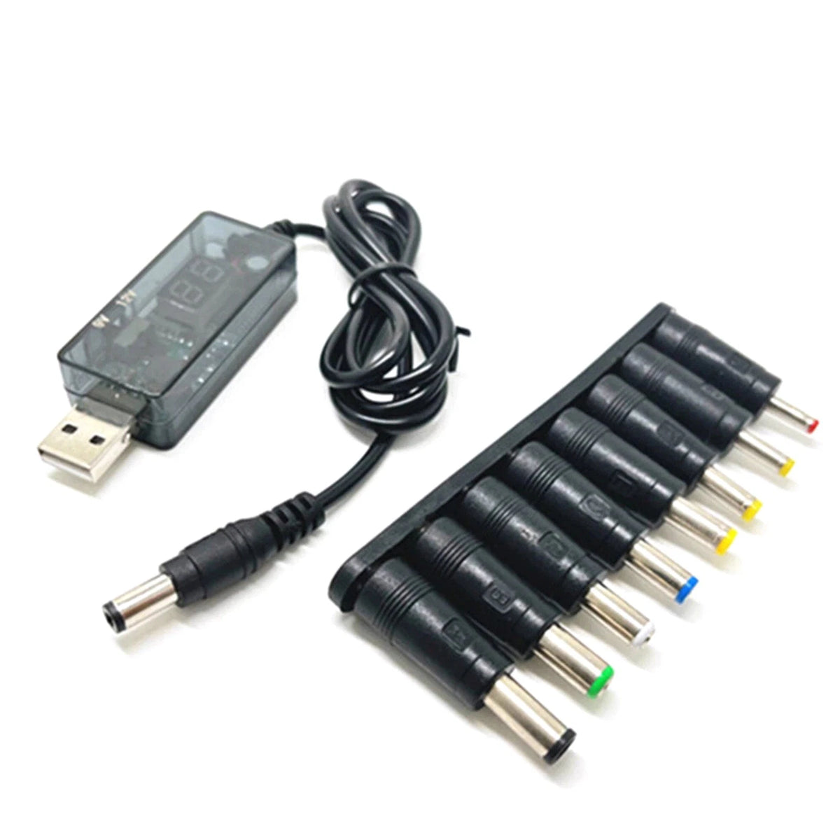USB Boost Converter 5V to 9V/12V 2A Max with 8 DC Plugs for Power Outage