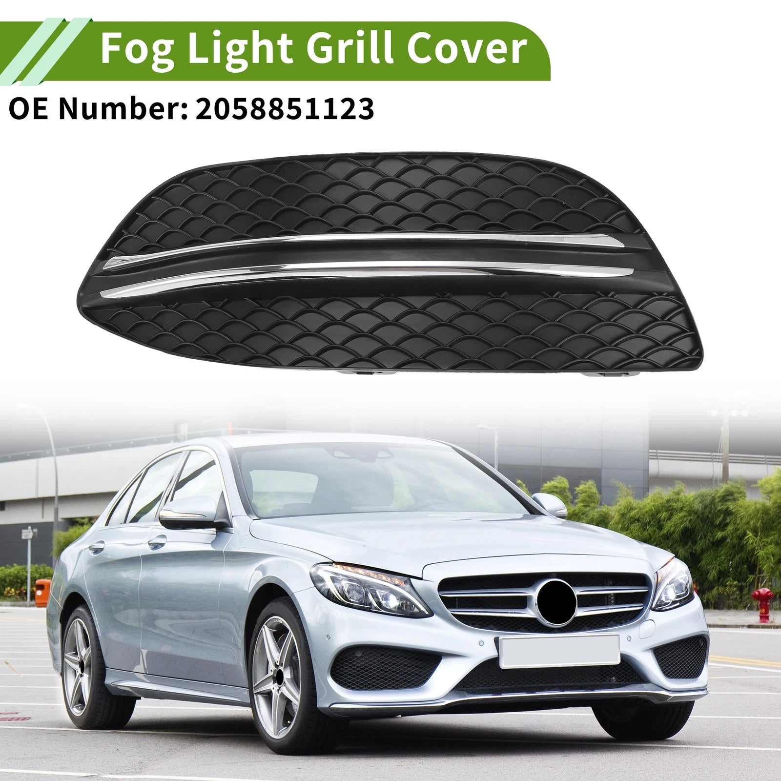 Front Left Fog Light Grill for Mercedes Benz C-Class (2015–2018)