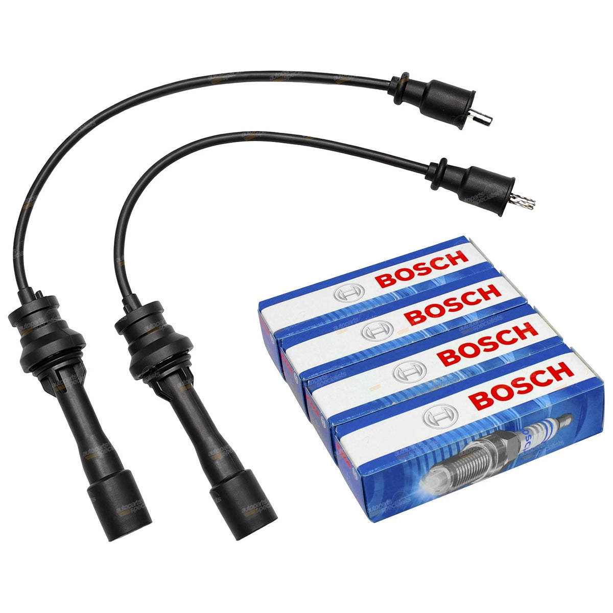 Bosch Ignition Spark Plugs + Lead Set for Mazda 323 BJ (1998–2002)