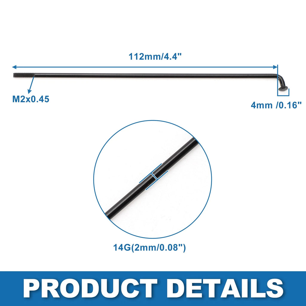 Bicycle Spokes Front Rear Replacement Set for Mountain Bike 14G 112MM (36)