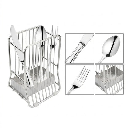 Stainless Steel Cutlery Holder with Quick Dry Drainage System