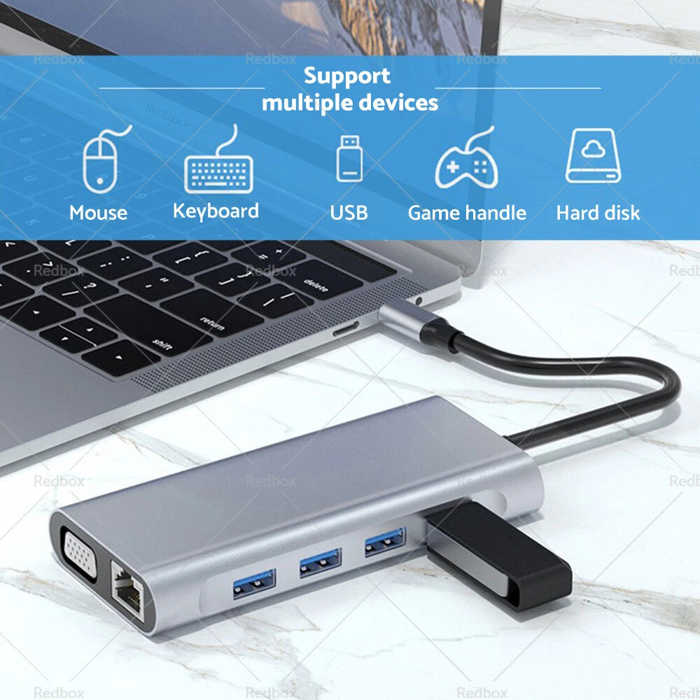 USB-C HDMI USB 3.0 Hub Adapter for MacBook Pro iPad Pro (2016–2023)