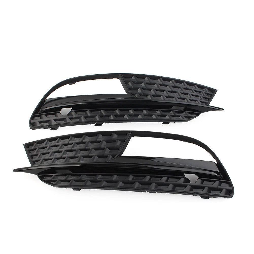 2PCS Fit Audi A5 2012-2016 Black ASA Plastic Front Bumper Fog Light Grille Cover