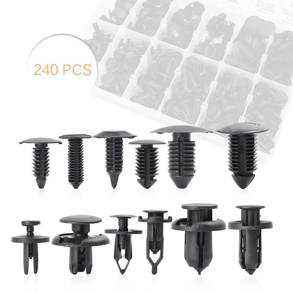 240 Pcs Car Push Pin Rivet Trim Clip Panel Body Interior Assortment Kit