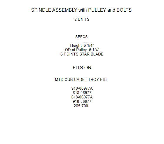 Spindle Assembly Replacement for MTD LT46 LX46 46 Inch Deck (2011–2018)