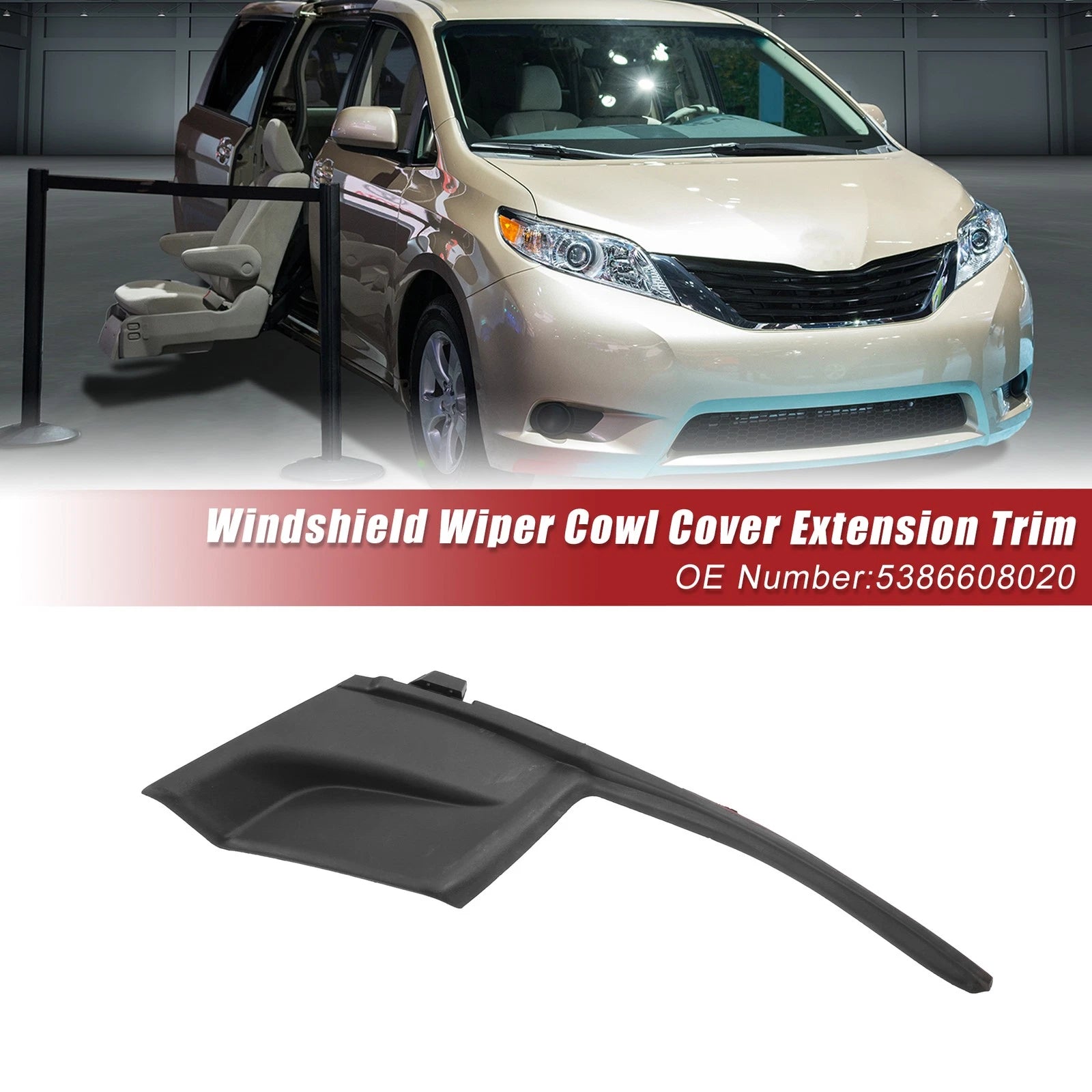 Front Right Windshield Wiper Cowl Panel Replacement for Toyota Sienna (2011–2020)