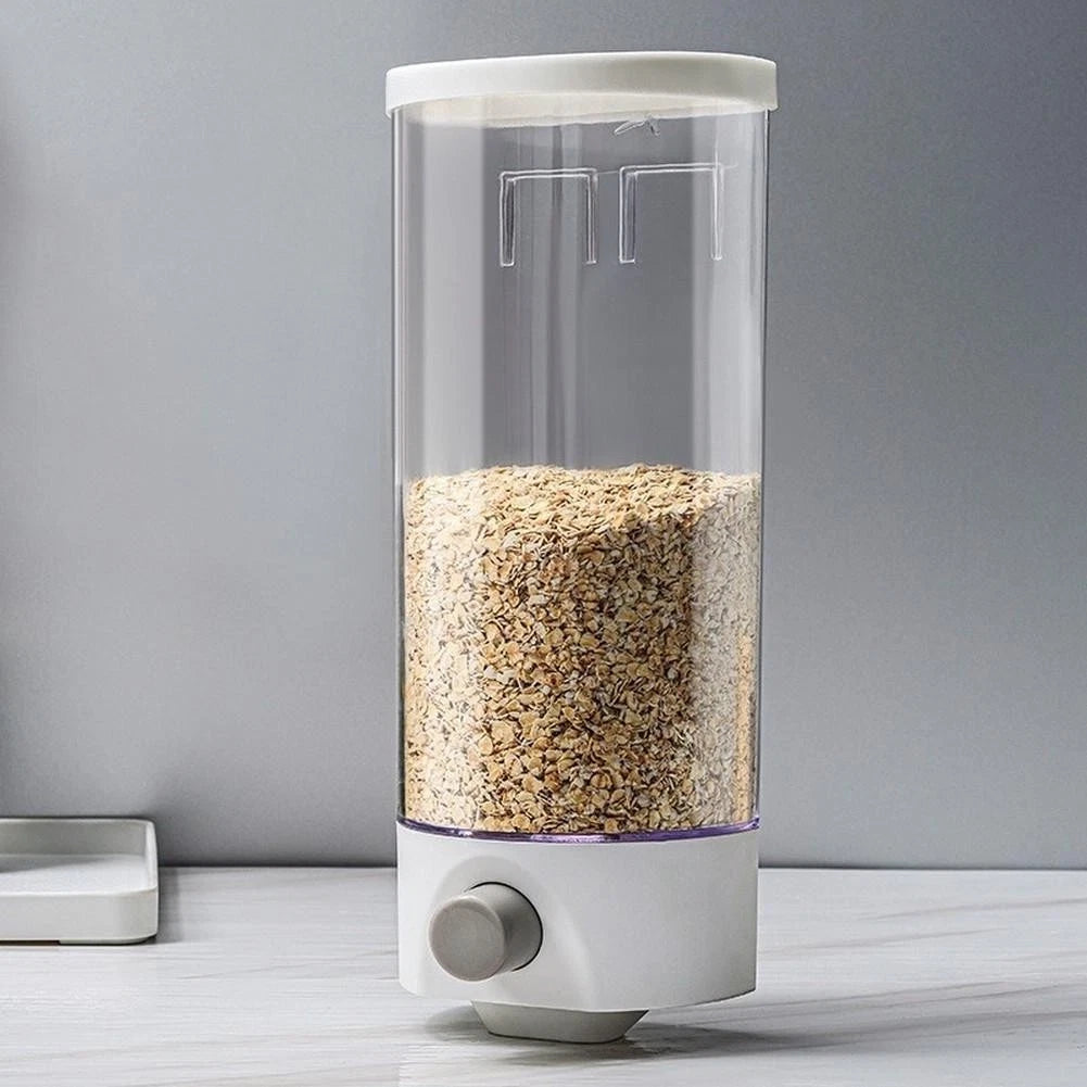 Rice Dispenser Wall Mounted for Dry Food Storage (White Finish)