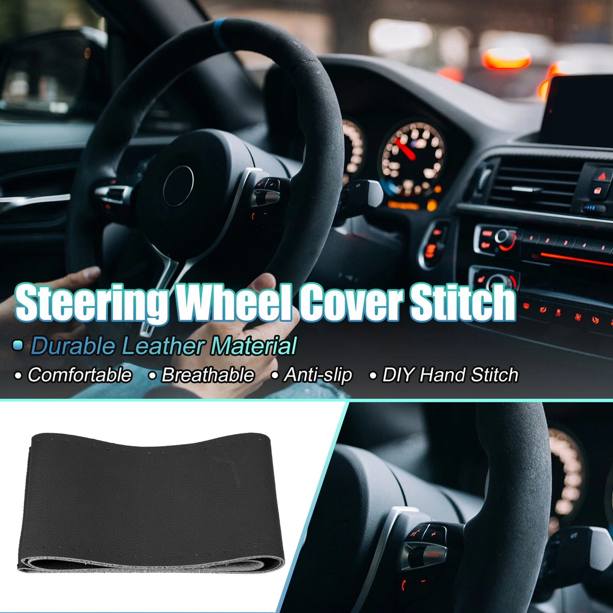 Steering Wheel Cover for Car Truck SUV (15.4-16 Inch)
