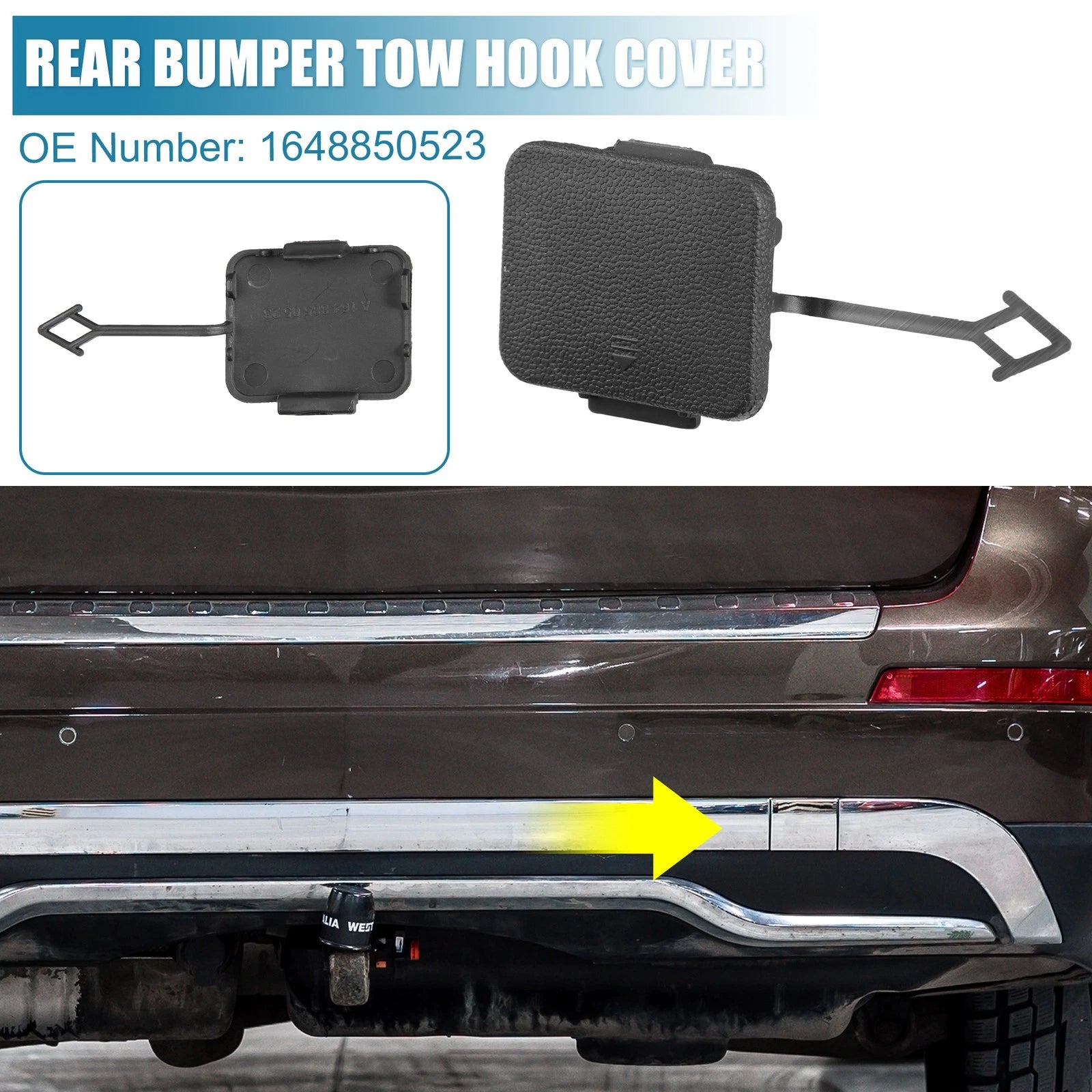 Rear Bumper Tow Hook Cover Replacement for Mercedes-Benz Black (2012–2020)
