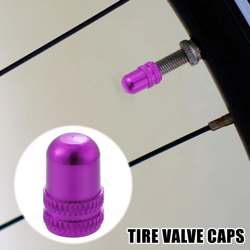 4PCS Bicycle Valve Caps Universal American Type Tire Dust Covers Purple