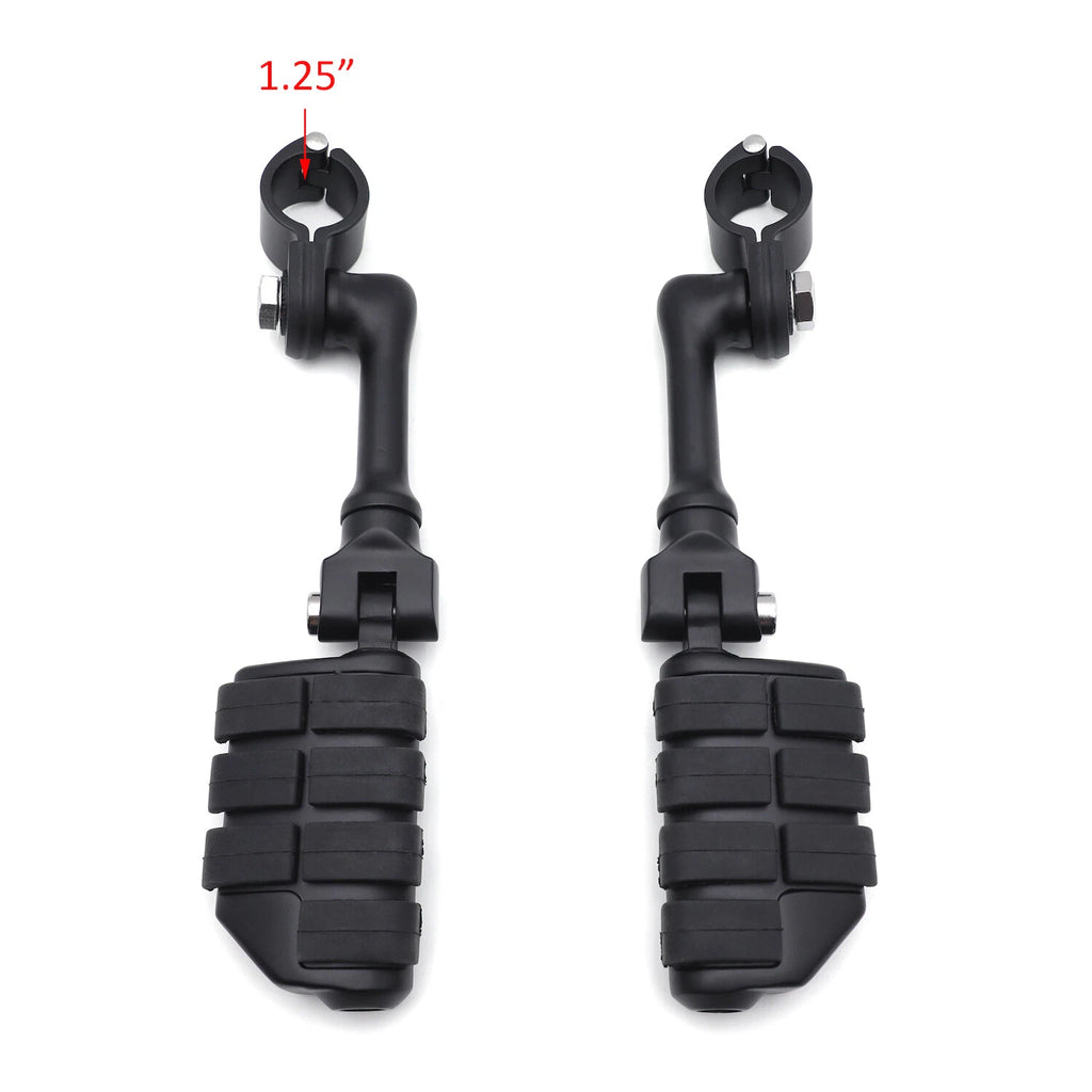 4.5" Black Offset Highway FootPeg Mounts Clamps for Harley (1.25" Engine Guard)