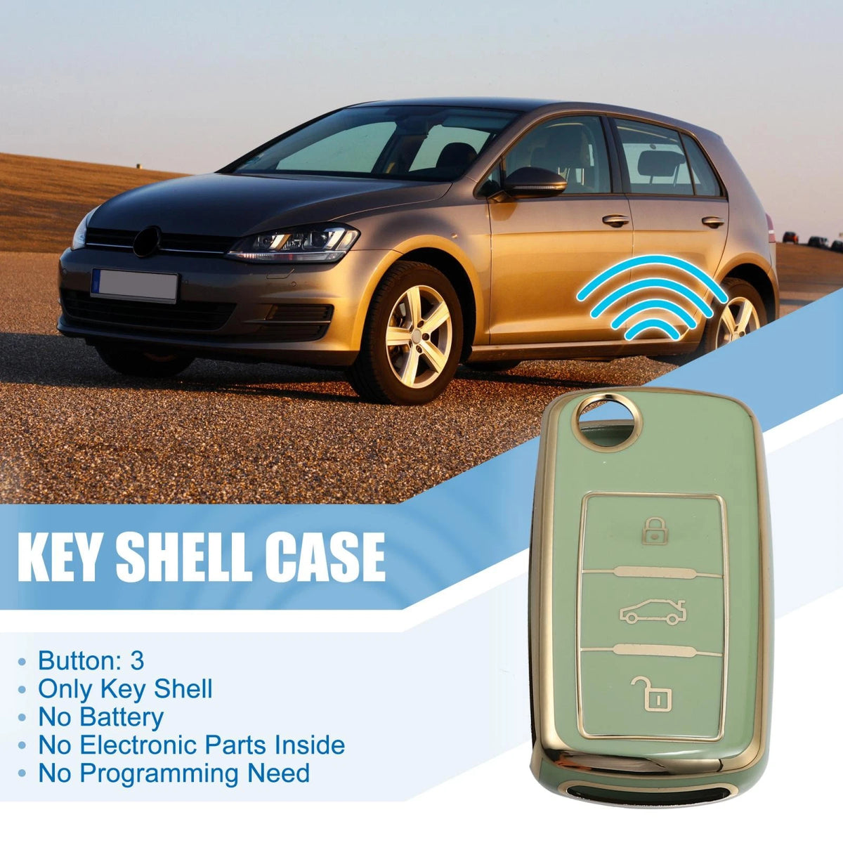 Silicone Smart Key Fob Case Cover Replacement for Volkswagen Tiguan (2010–2017)