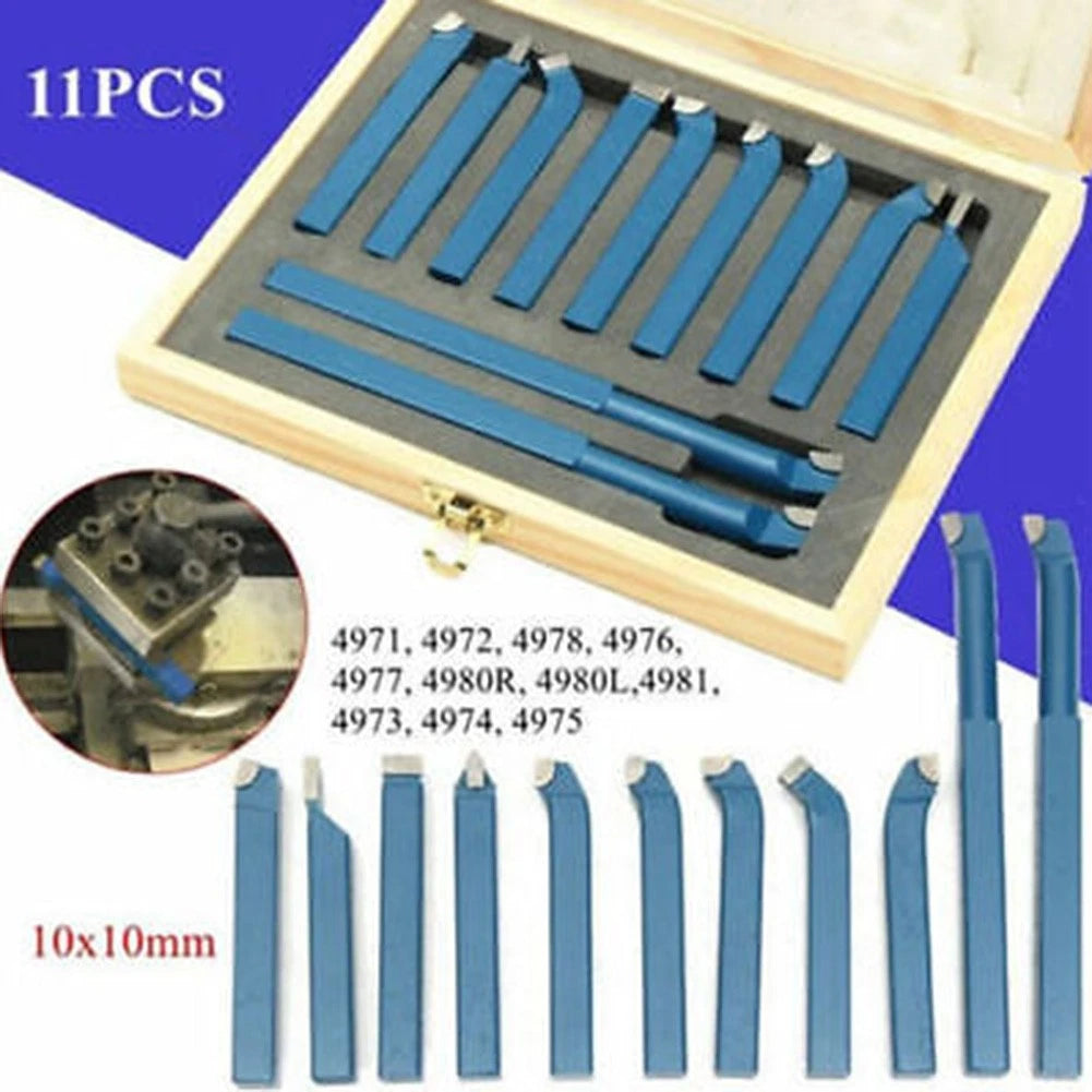 11PCS Carbide Tipped Cutter Tool Bit Set for Metal Lathe