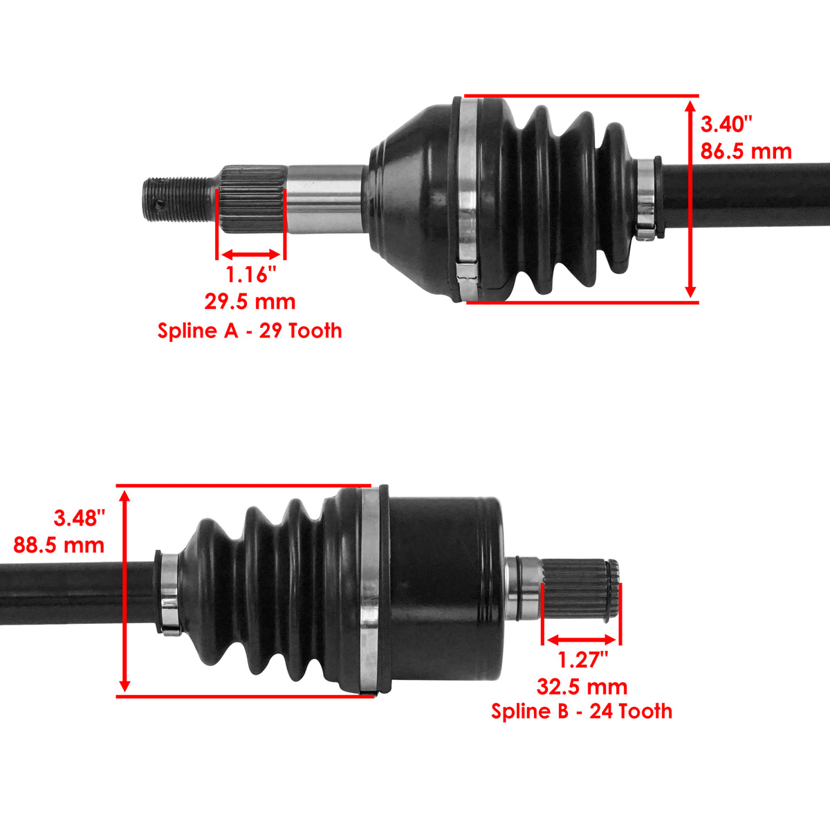 Caltric Rear Left Right CV Axle Replacement for Can-Am Commander 1000R (2021–2024)