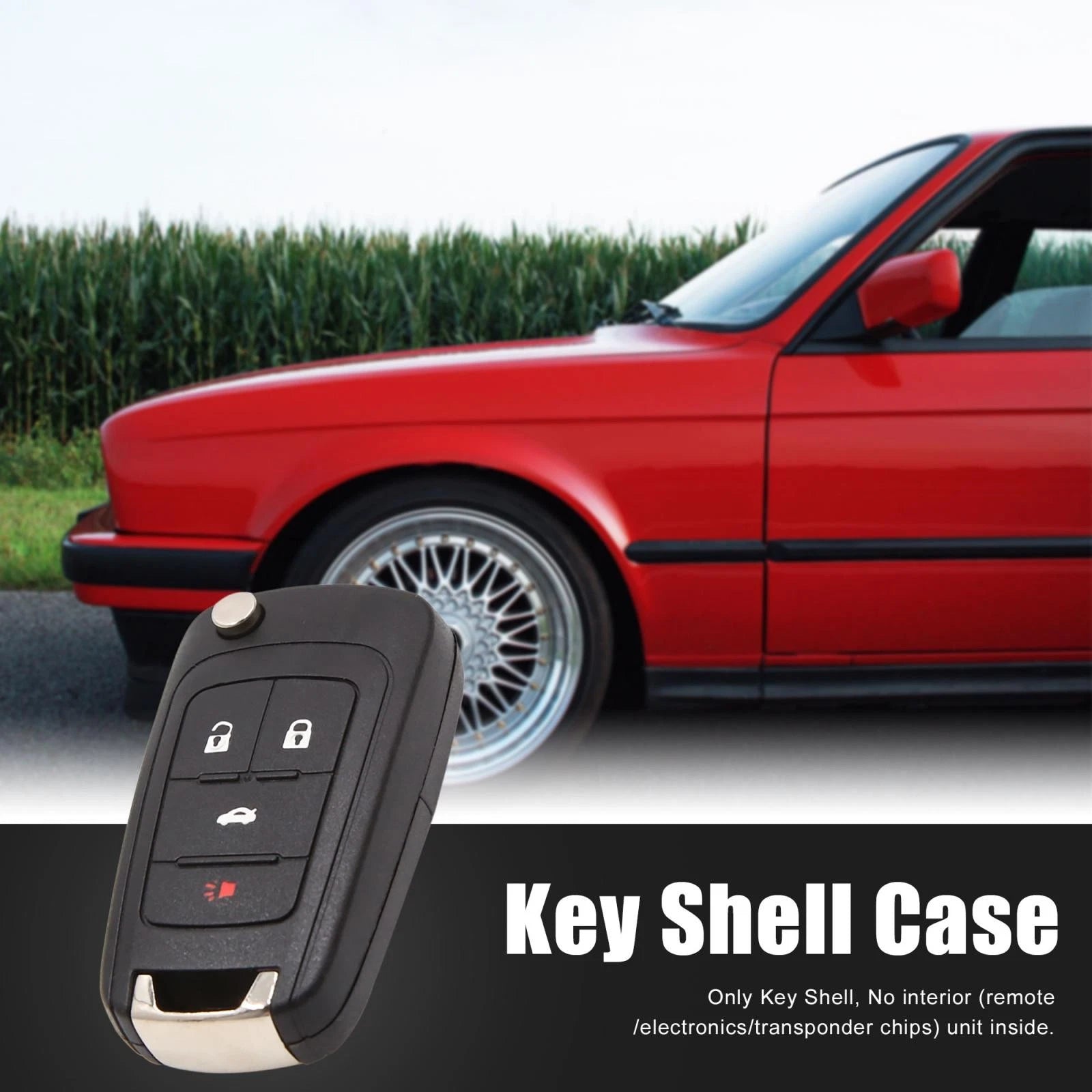 Replacement Remote Key Shell Case for Chevrolet Cruze (4 Button Black) (2011–2016)