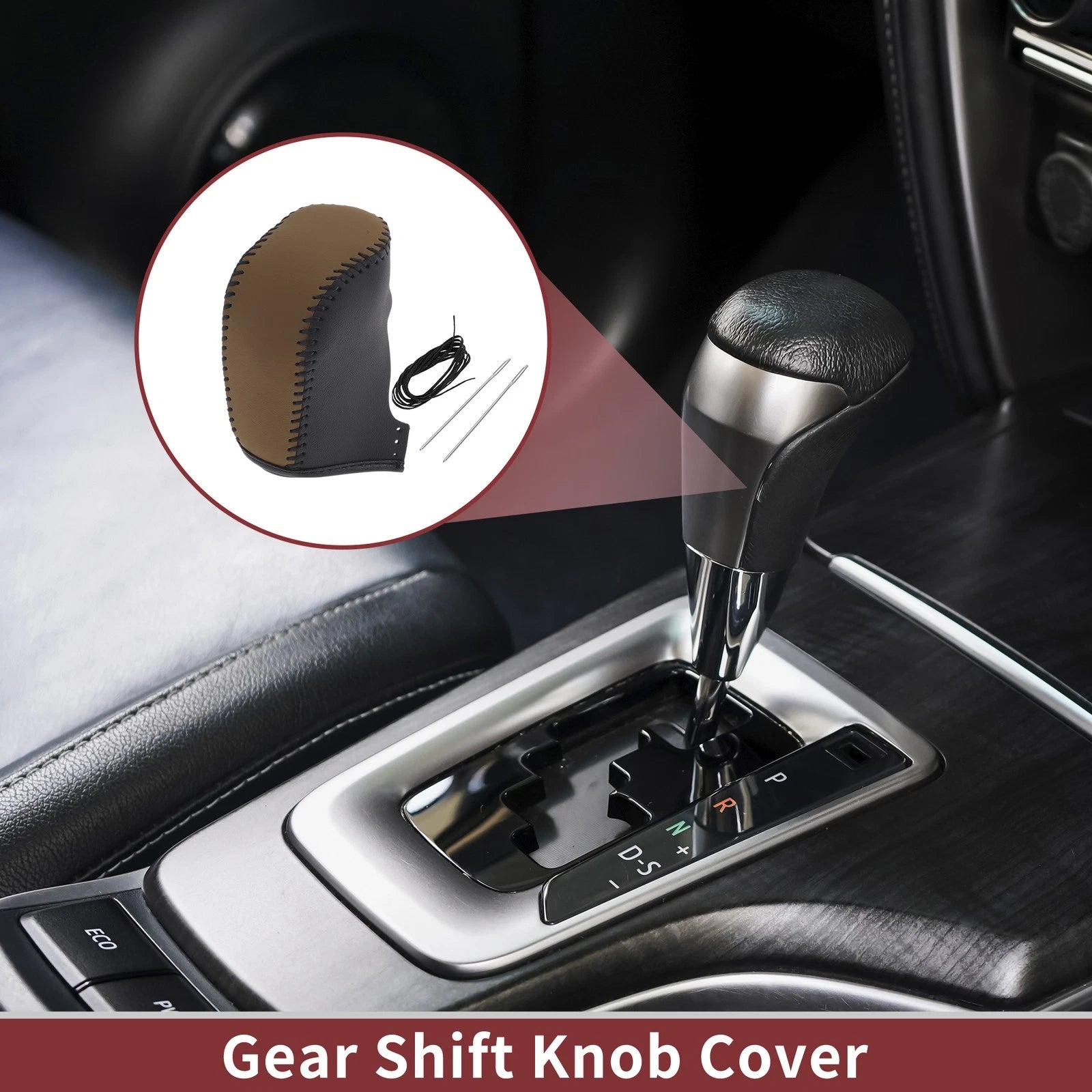 Gear Shift Knob Cover Replacement for Hyundai Sonata (2011–2014) Faux Leather