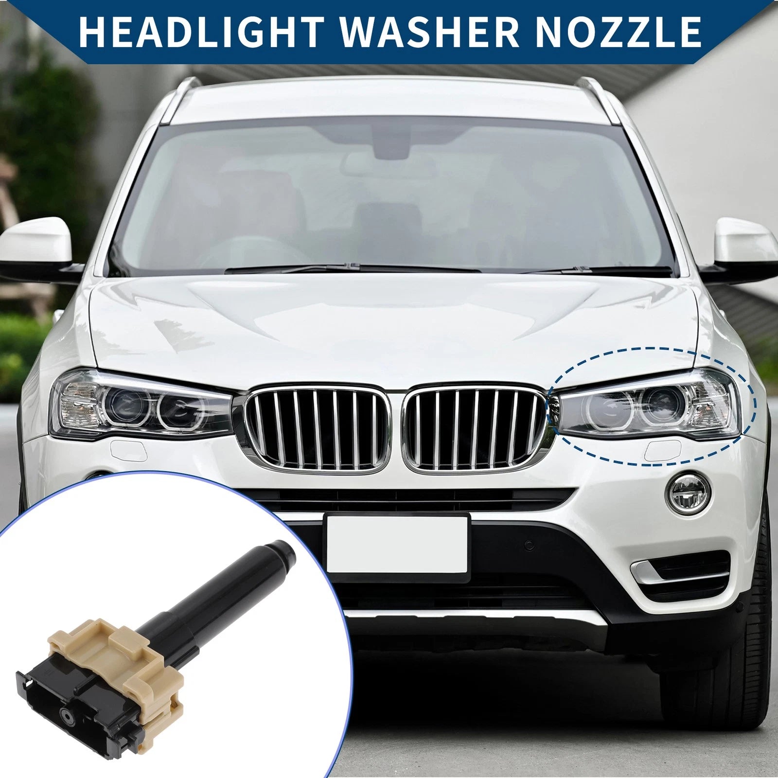 Front Driver Side Headlight Washer Nozzle Replacement for Toyota Land Cruiser (2008–2021)