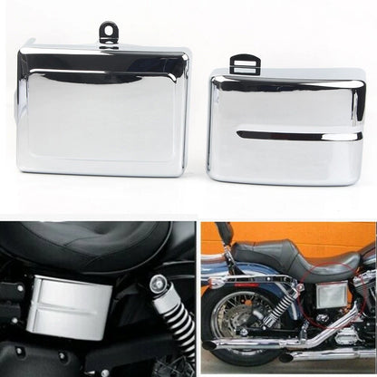 Chrome Battery Side Covers for Harley Dyna Fat Bob/Glide (2006–2017)