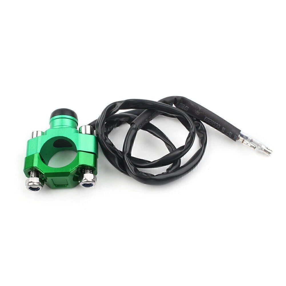 Rotating Bar Clamp Start Stop Kill Switch Button for 7/8" Handlebar (Green)