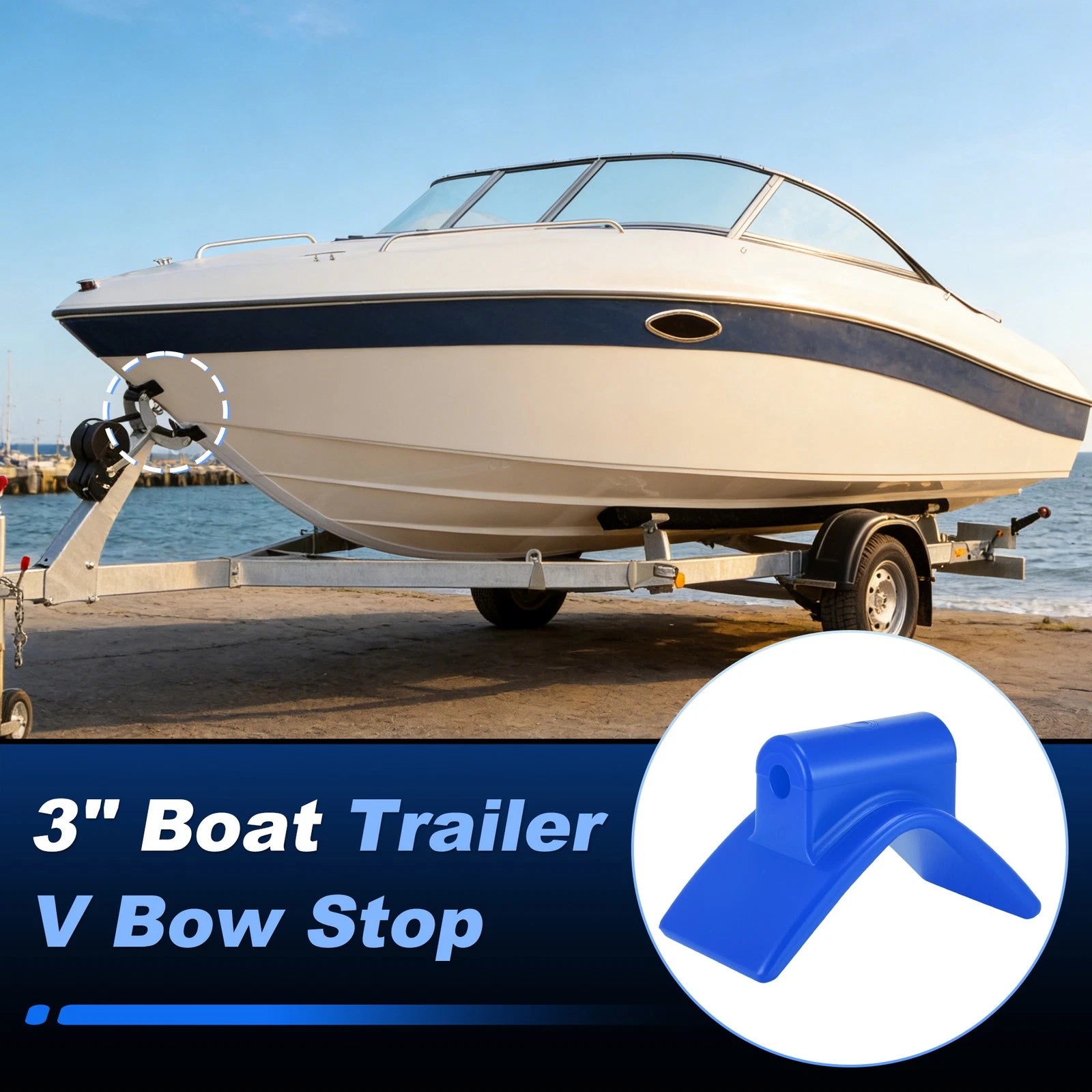 Trailer V Bow Stop for 3 Inch Boat Trailer Hardware (Universal Fit)
