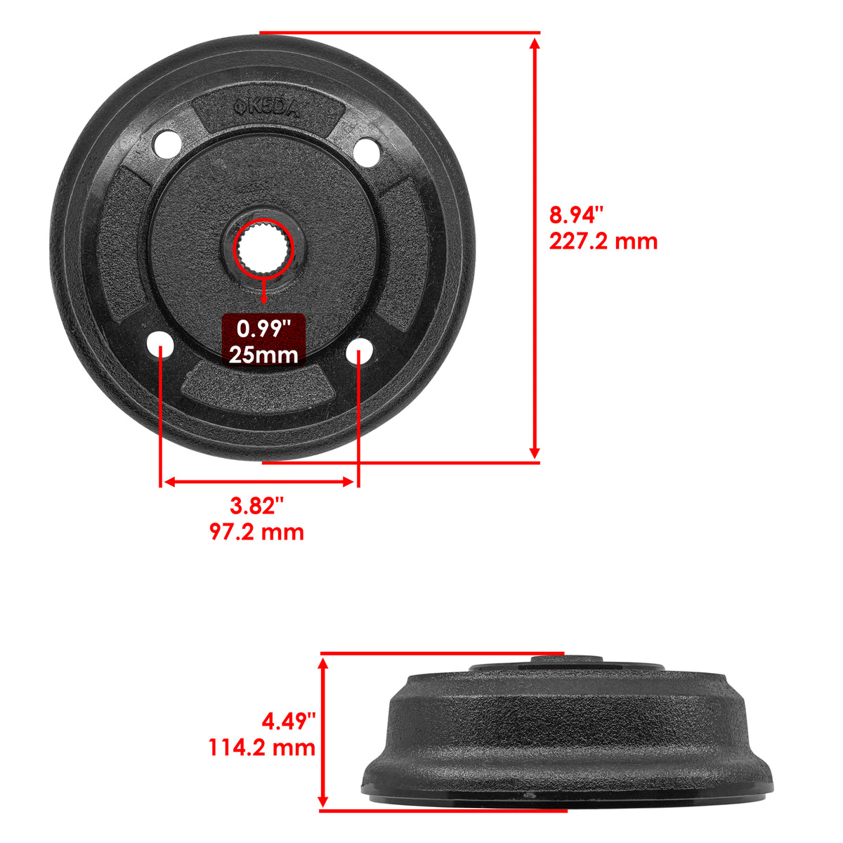 Front Brake Drum Wheel Hub with Bolts Replacement for Kawasaki Mule 3000 (2001–2008)