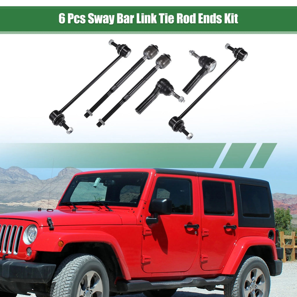 6pc Front Suspension Kit Tie Rod End Replacement for Dodge Caliber (2006–2012)