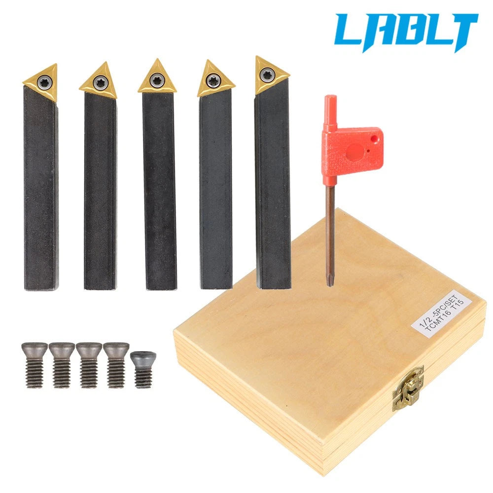Set of 5 Indexable Carbide Insert Turning Tooling Bits for Lathe