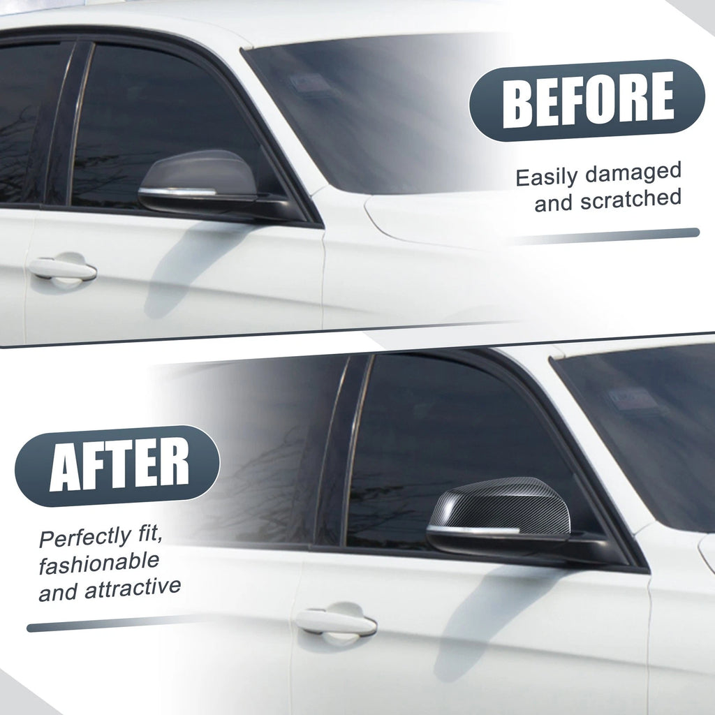 Pair Rearview Mirror Cover Caps Carbon Fiber Pattern for BMW 220i (2014–2021)