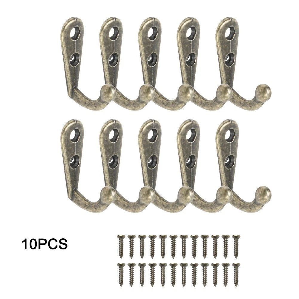 10pcs Coat Hooks for Vintage Rustic Towel Hook Robe Kit (Cast Iron)