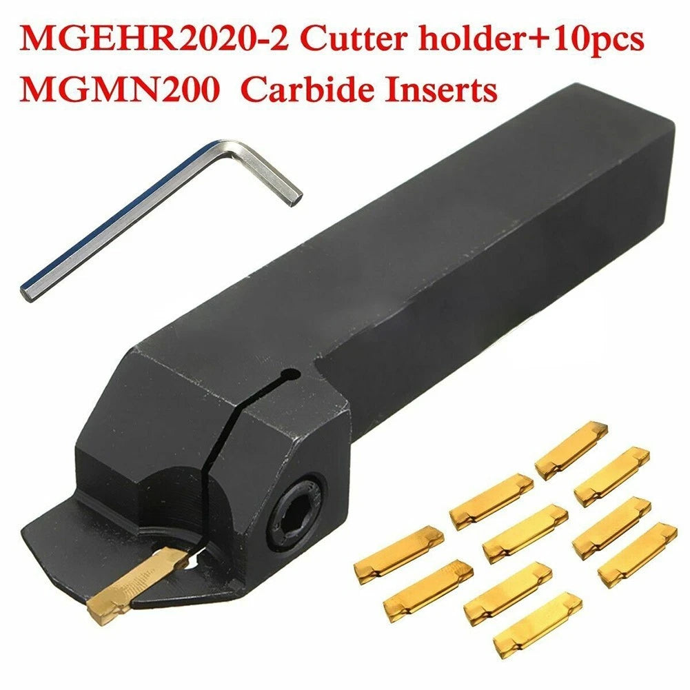 10pcs MGMN200 Inserts + MGEHR2020-2 Lathe Grooving Tool Holder