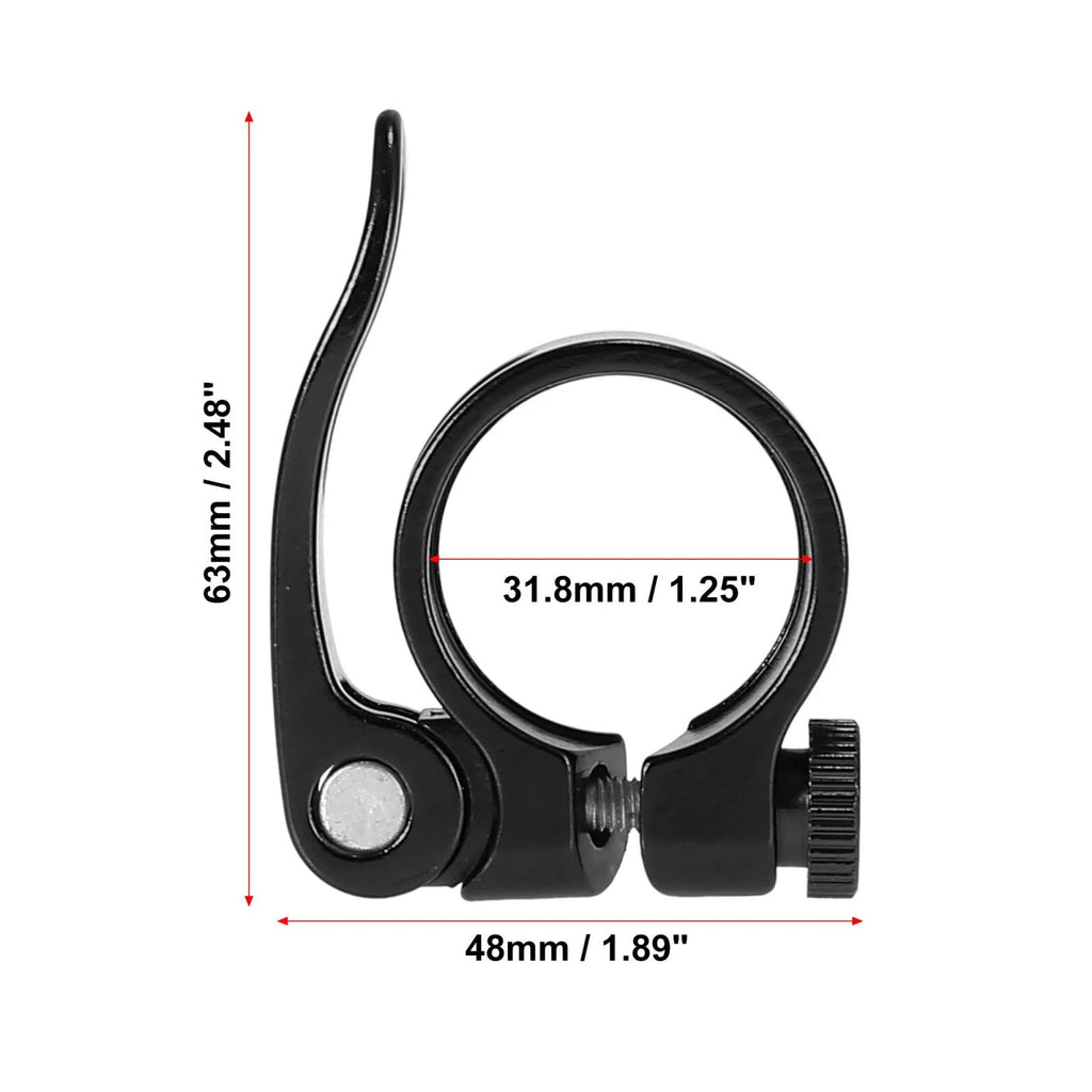 Bicycle Seat Post Clamp Quick Release 31.8mm Aluminium for Universal Fit (Black)