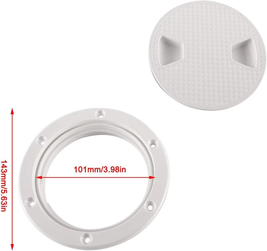 2X 4 Inch White ABS Marine Round Access Hatch Cover Non-Slip Deck Hatch