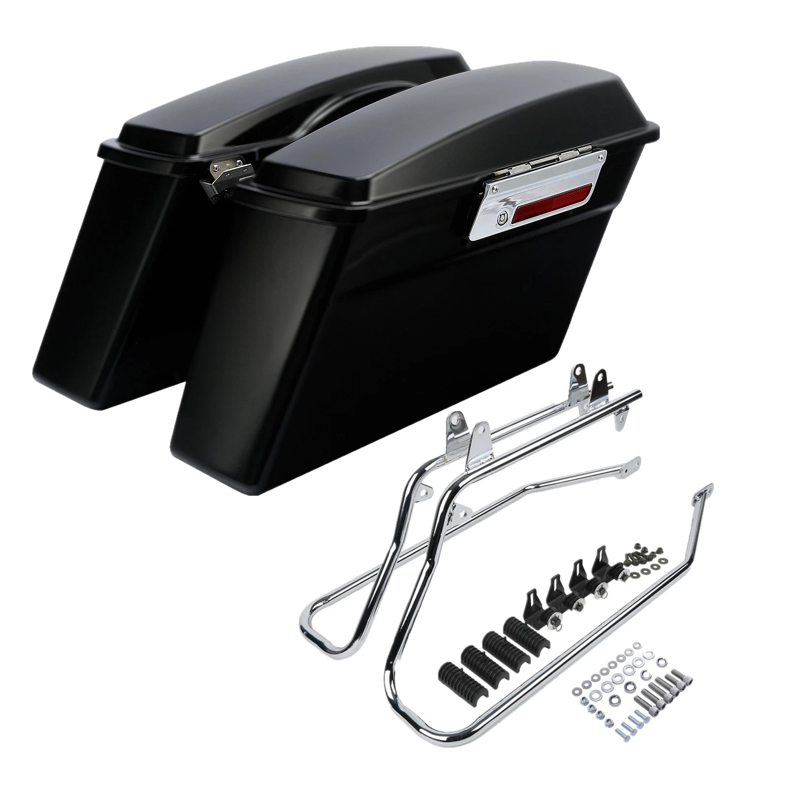Matte Black Hard Saddlebags & Conversion Bracket for Harley Softail (1984–2017)