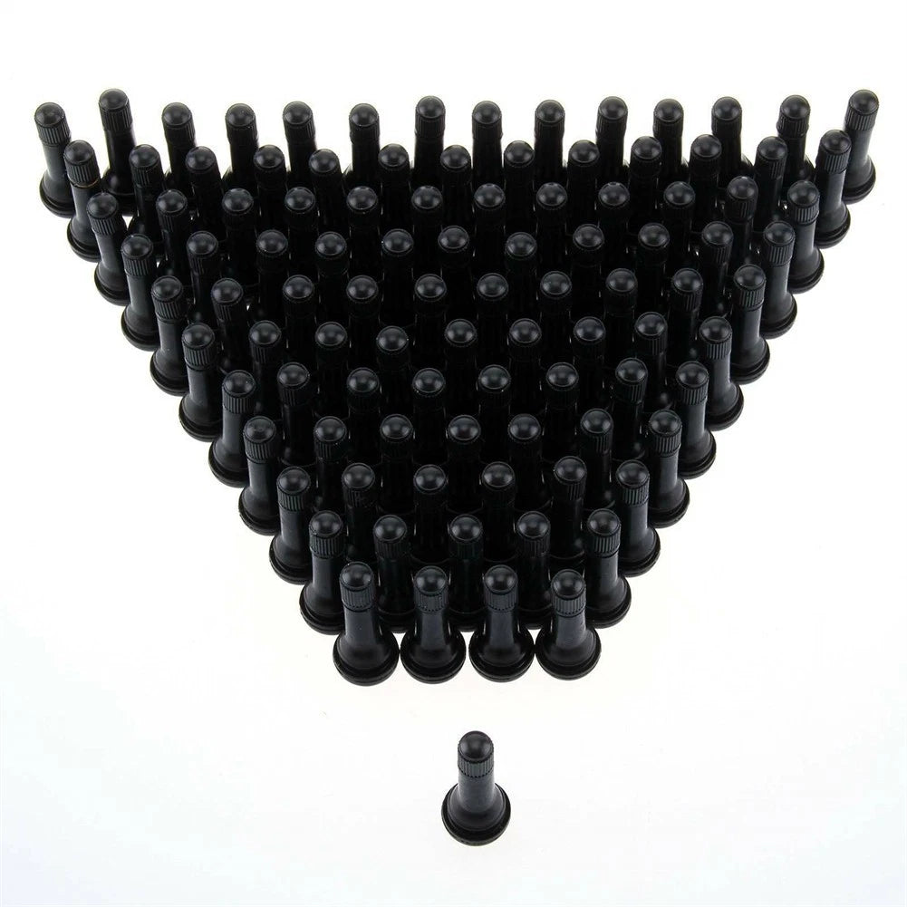 Tubeless Tire Valve Stems for Car (Short Rod, Black Closure)