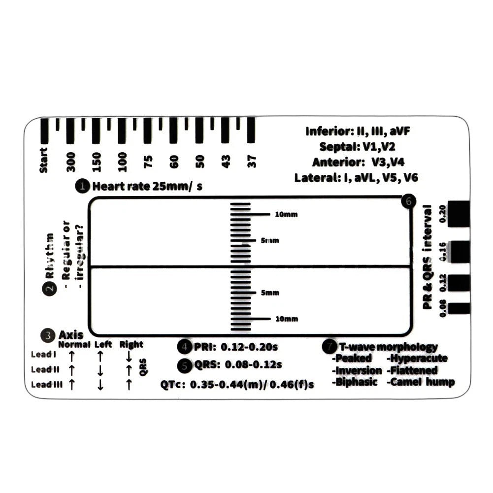 Pack of 10 ECG Rulers for EKG Measurement Tools