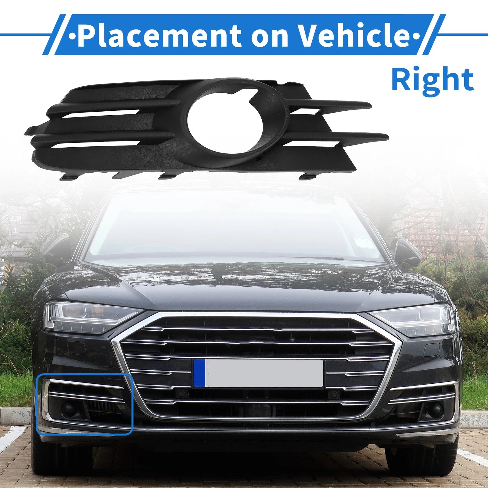 Front Right Fog Light Grill Replacement for Volkswagen Scirocco (2008–2014)
