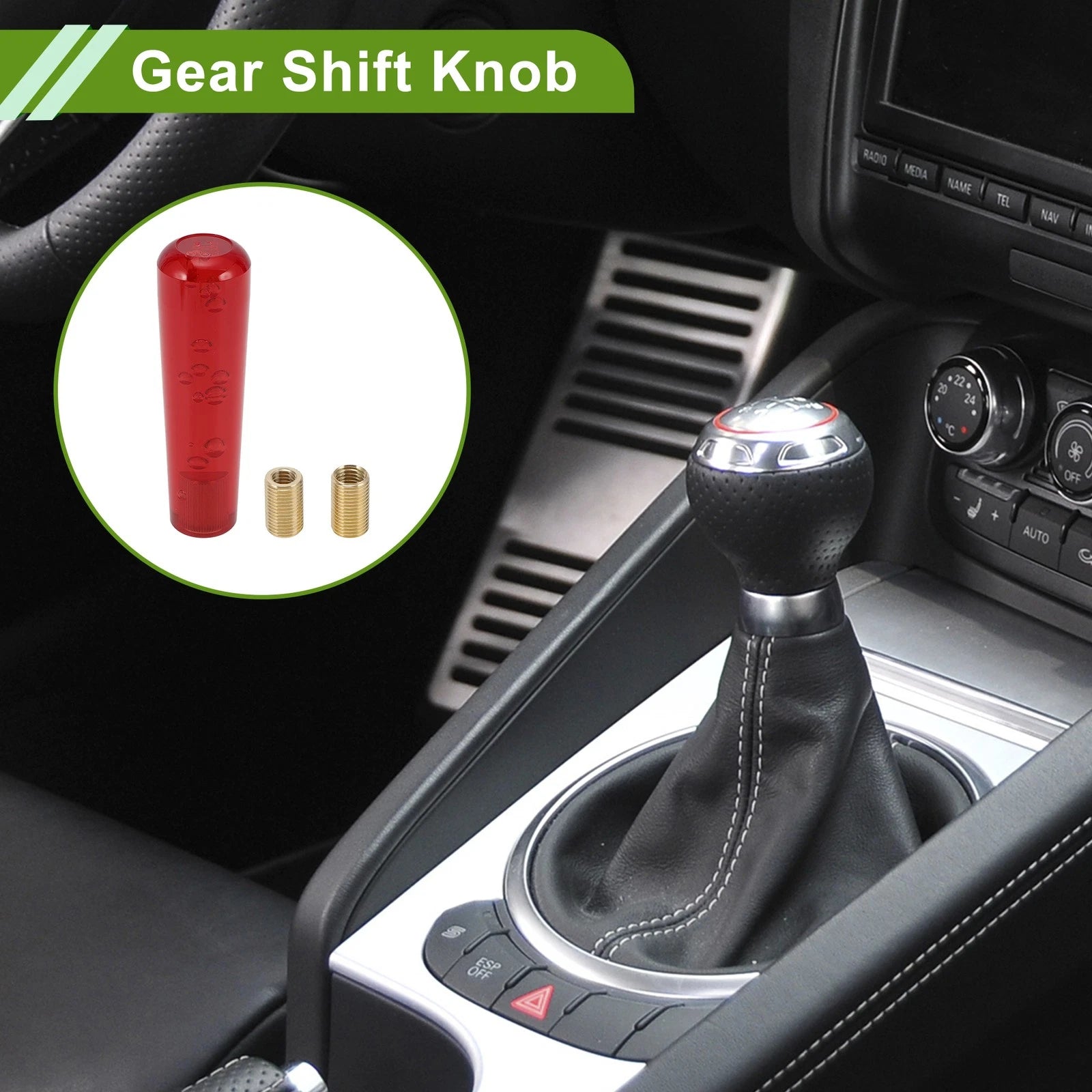 Cylindrical Crystal Shift Knob with 2 Adapters for Universal Fit (15cm)