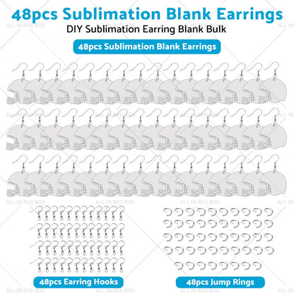 48PCS Helmet Earring Blanks MDF Double-Sided with Hook Jump Ring