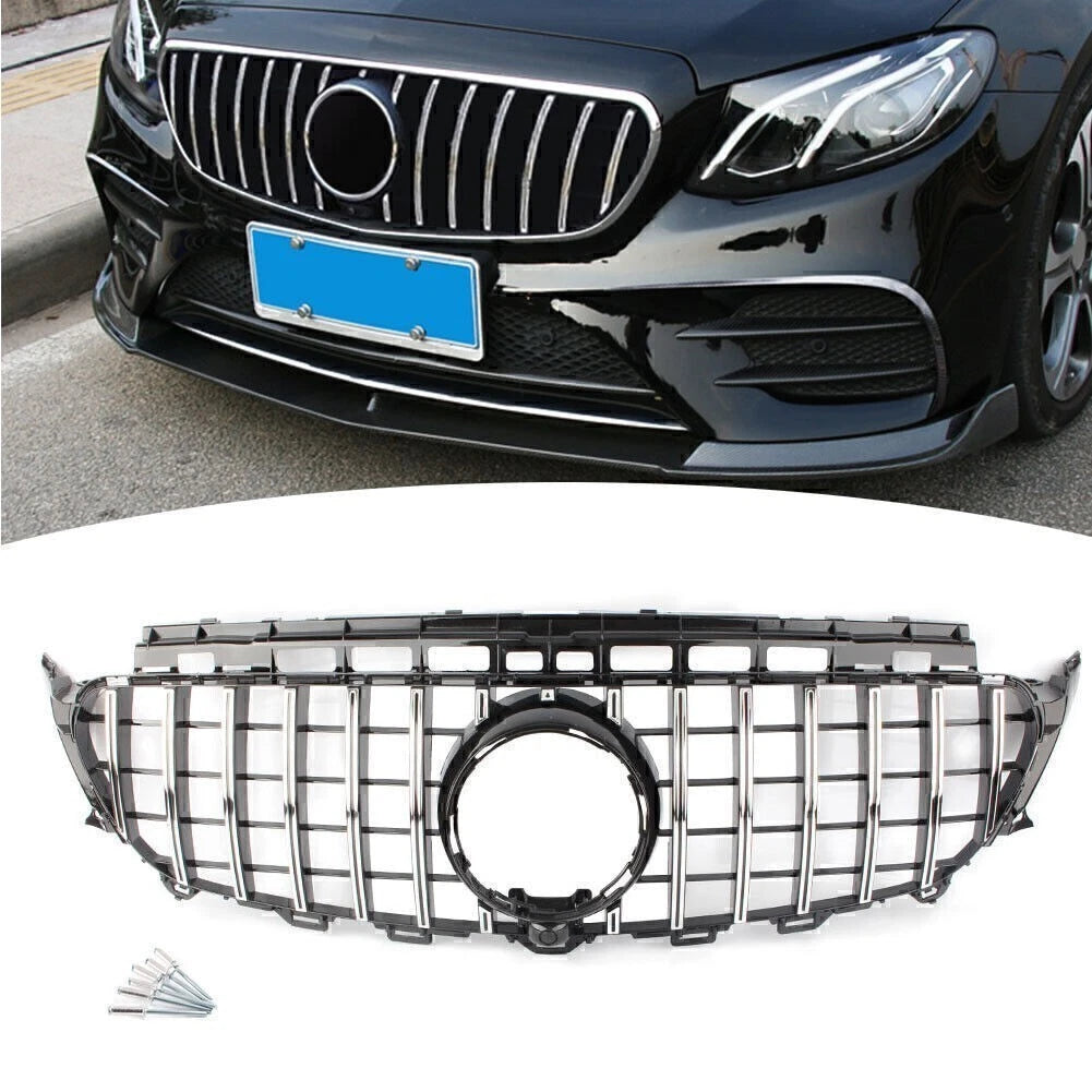 Front Upper Grille for Mercedes E Class W213 E200 E250 E43 (2016–2018) Silver
