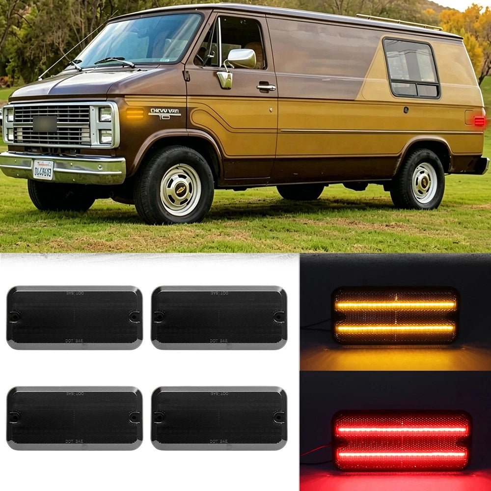 Smoked LED Side Marker Lights for Chevy G10 G20 GMC G1500 G2500 P30 P3500 (1985–1995)