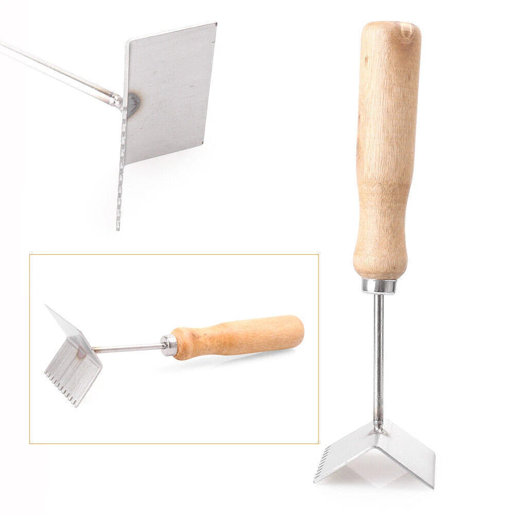 Queen Bee Excluder Cleaner Tool for Beekeeping (Wood Handle)